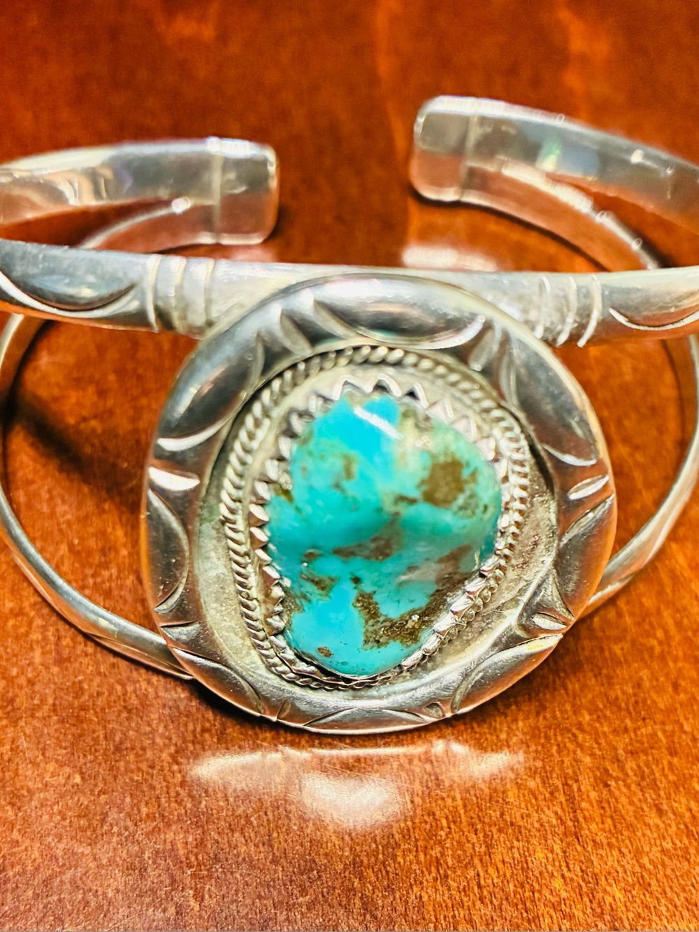 Sterling Silver Cuff Bracelet with Turquoise Accent - Women Jewelry